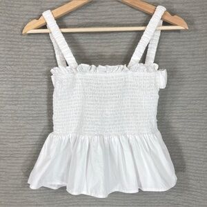 Topshop White Smocked Tank Top White Size 8-10